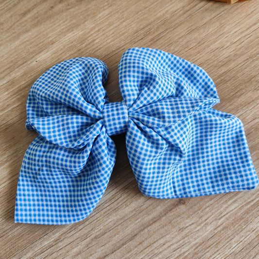 Blue & White Checks Brunch Bow